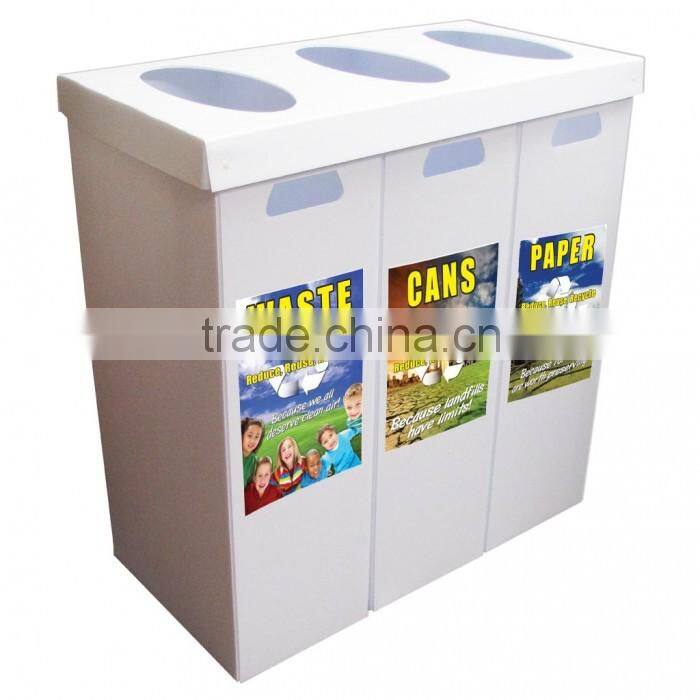 3-in-1 Recycle Corrugated Plastic Rubbish Bin Set