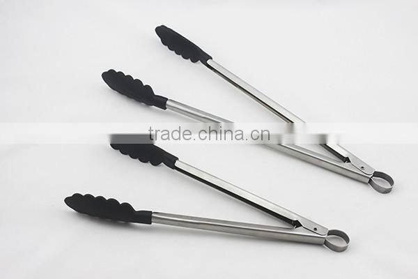 2016 BBQ tool baking utensil stainless steel & nylon food tongs