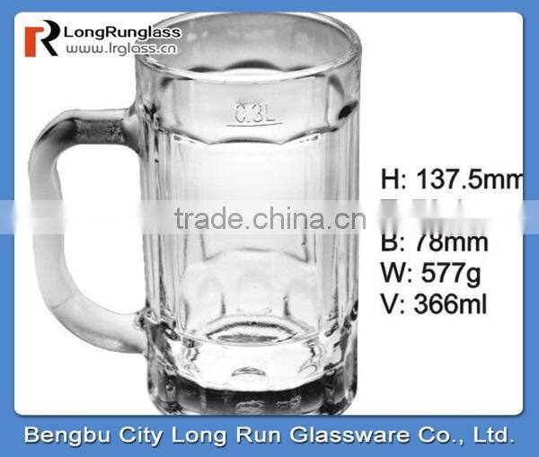 LongRun 12oz top quality standard size cold beer mugs glass water glass with handle