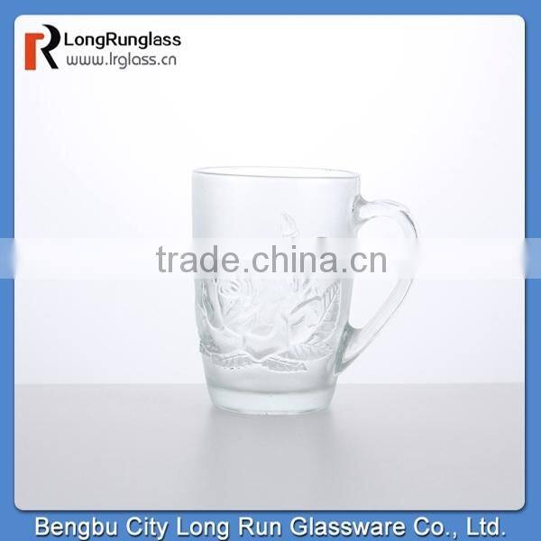 LongRun classical shape frosted beer glass mug with flower engraved design