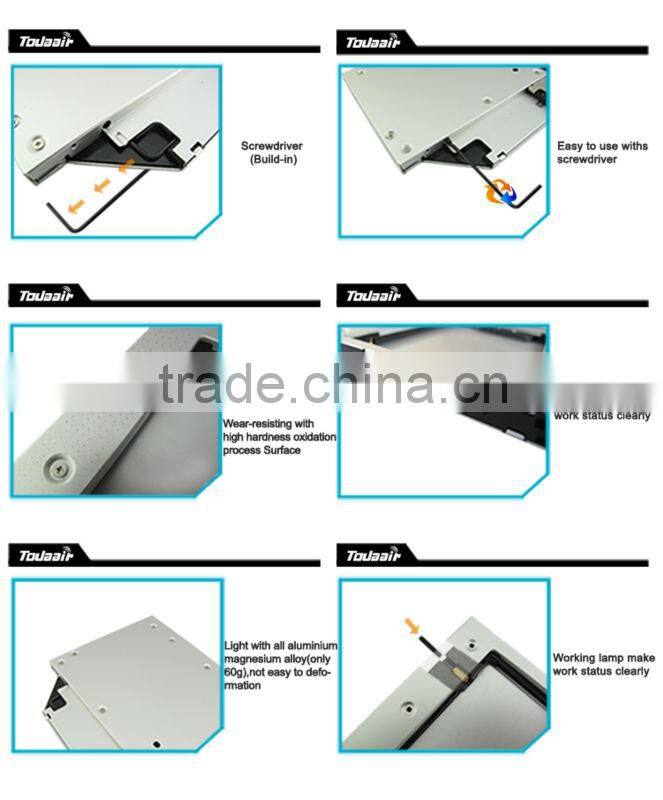 New 2nd HDD Hard Drive Caddy SATA hdd Caddy with screwdriver for macbook