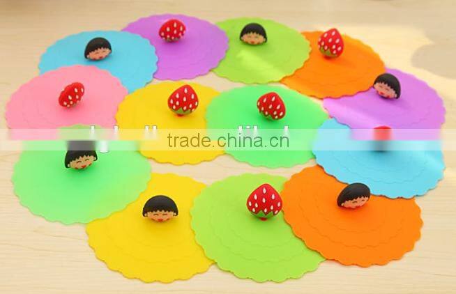 Hot sales Fruit/animal decoration Silicone Cup Lid