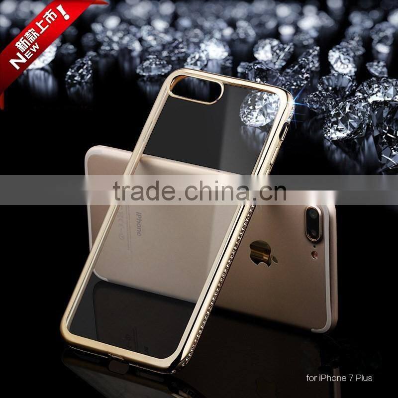 Hot For iPhone 7 Diamonds Cover Case Electroplating TPU Case With Crystal Rhinestones Case