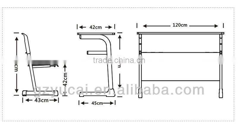 Double school desk and chairs