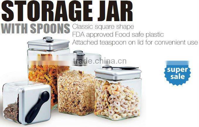 SINOGLASS 1 pc square shape galss spice jar with see-through lid