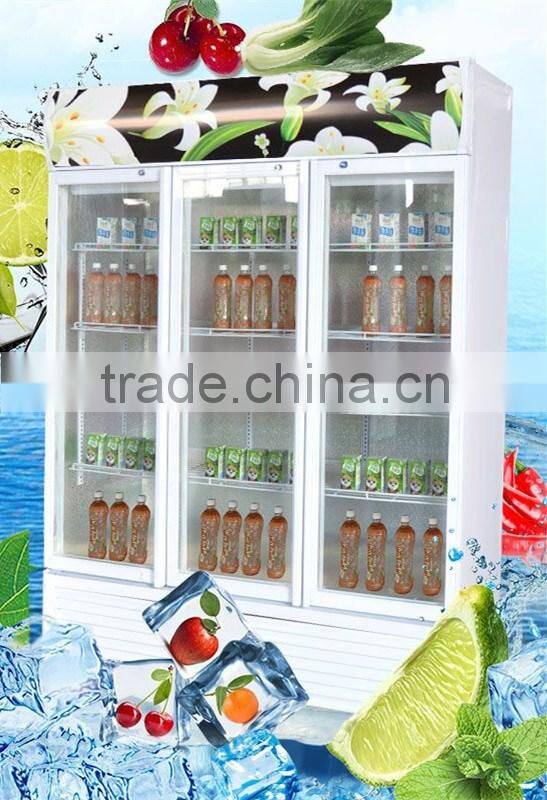 Christmas sale fridge 3 glass showcase display refrigerator