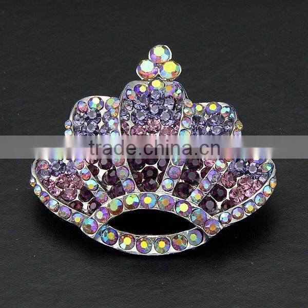 2015 fashion alloy vintage colorful rhinestone crown beautiful brooch