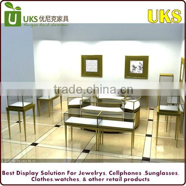 Customized glass jewelry display counter of jewelry retail store