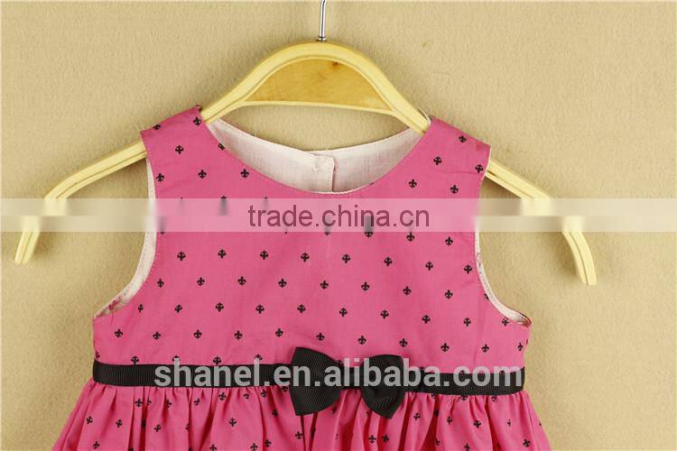 Occideng fashion rose polka dots dress cotton bowknot lovely girls dress