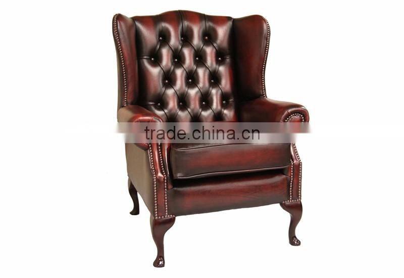 Antique style wing back sofa chair leather sofa single sofa used for hotel