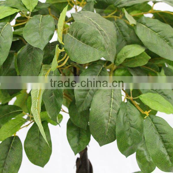 indoor artificial big leaves plant trees wooden trunk for decoration