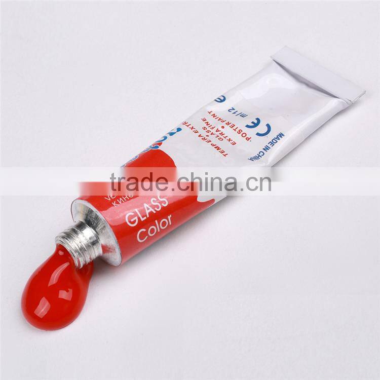 12 x 12ml glass paints, washable glass deco paints diy, glass painting colours set in plastic box