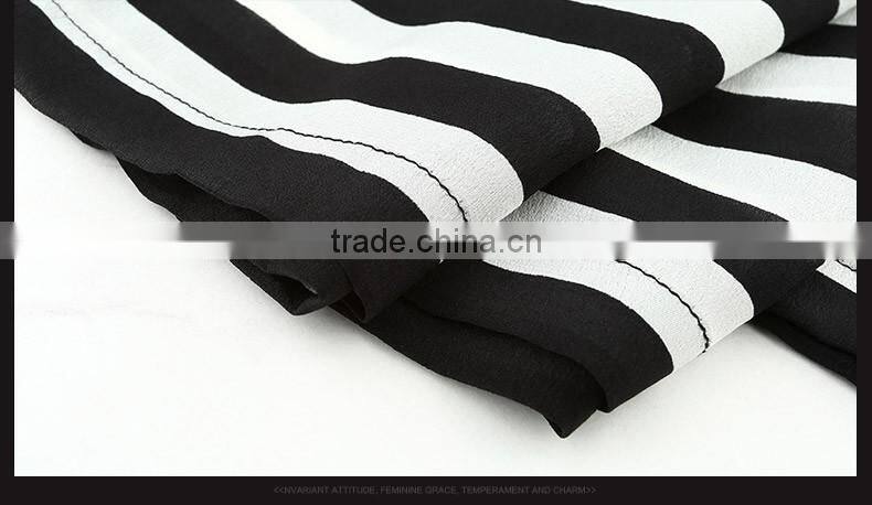 Women's Clothing Casual Temperament Simple Sexy Short-sleeved Striped dress Spring Summer wild