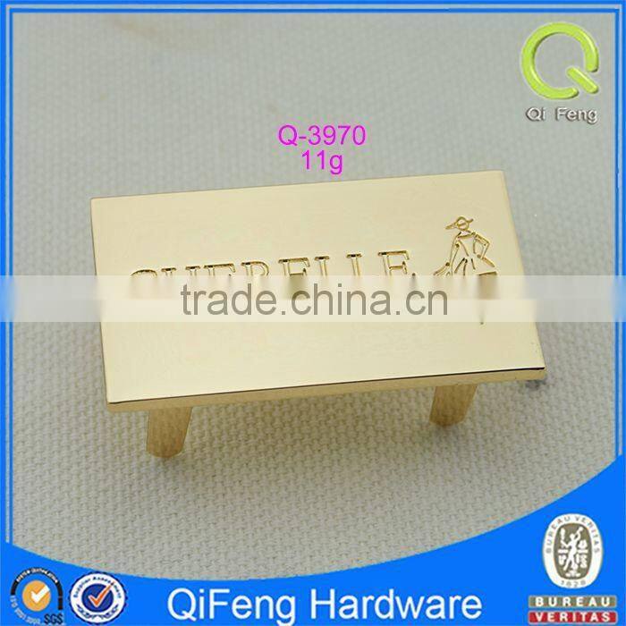 Q-3970 custom logo pendant metal private label gold rectangle shape