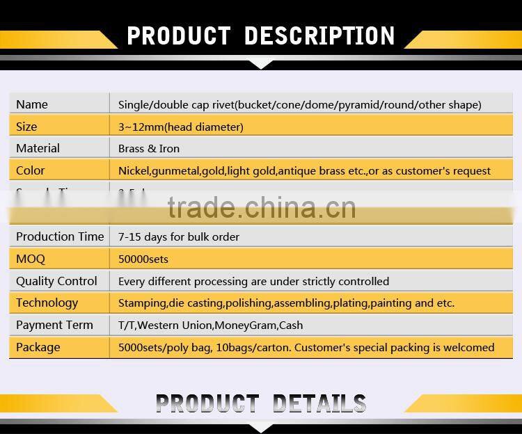 Pyramid two head contact split mental rivet