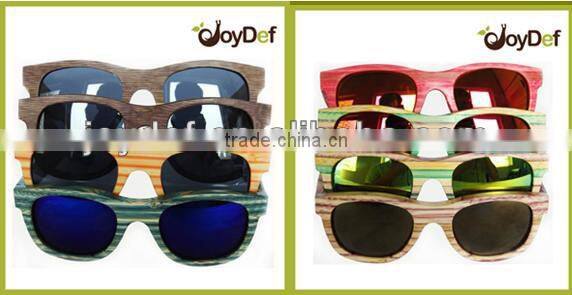 recycle skateboard wood sunglasses, wood sunglasses, colorful wooden frame GA076