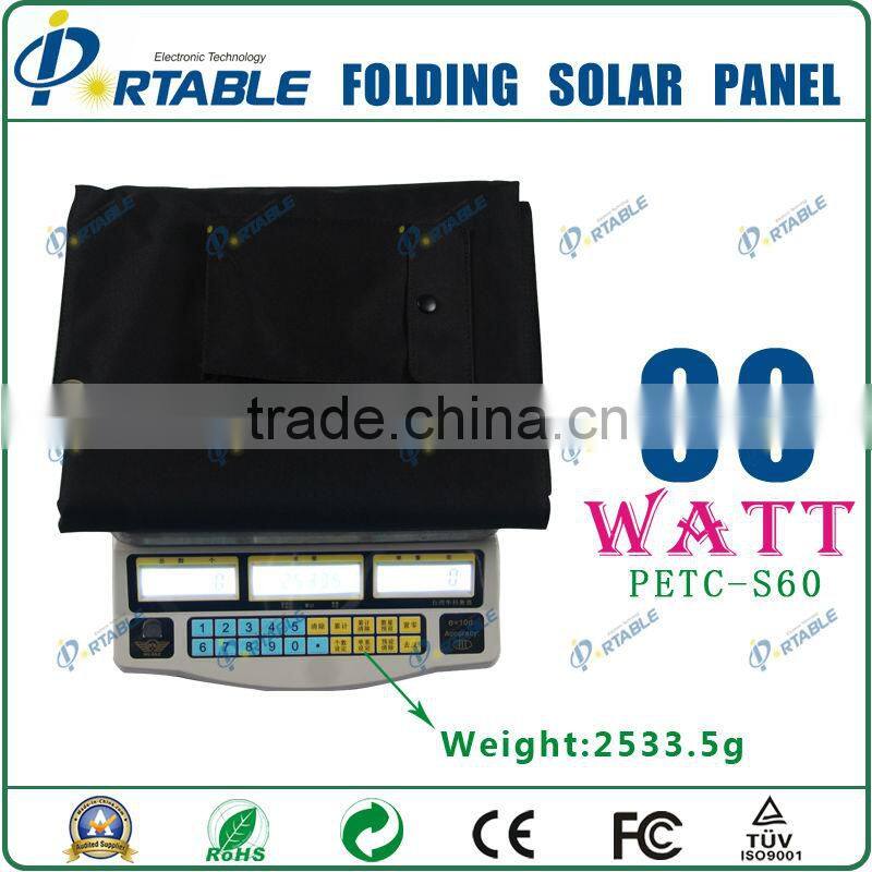 2016 Hot exquisite portable foldable cell phone charger solar panels 60W flexible solar charger