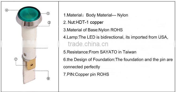 10mm high brightness oven red bidirectional automotive 6 volt led indicator light 12v