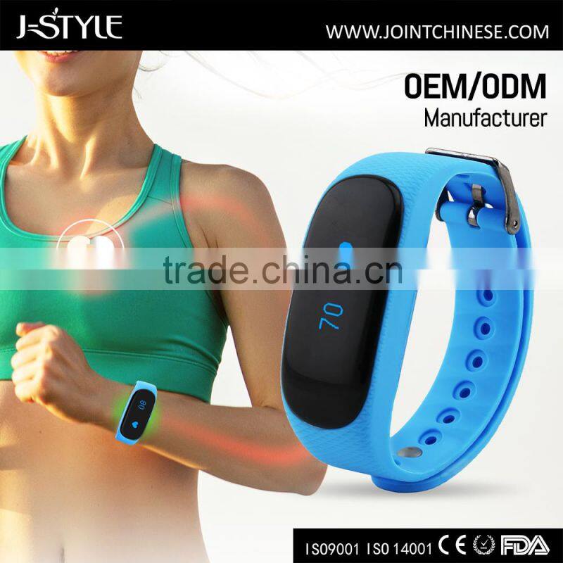J-Style smart silicone chain link bracelet digital pedometer wtih continuous heart rate monitor