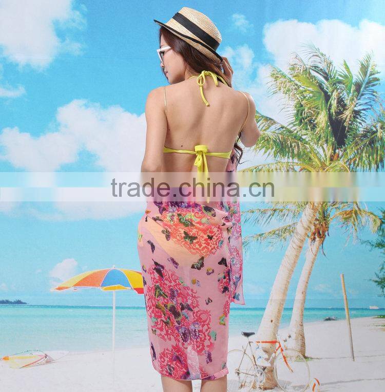 Sexy Butterfly Chiffon Woman Wrap Front Cover Up Beach Dress Towel Shawl Swimwear