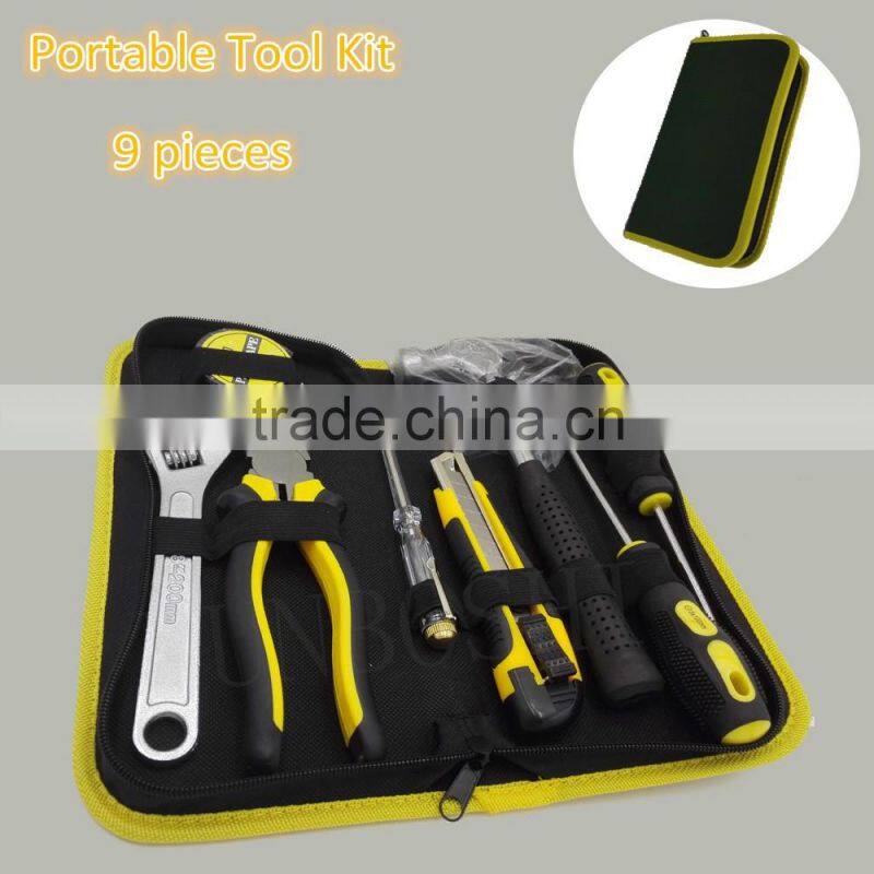 Household Multi-functional 9 pcs Hardware Tool Kit Bag