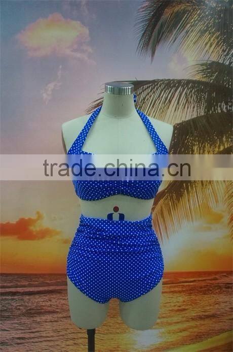 New arrival Dot print fashion retro high waist bikini