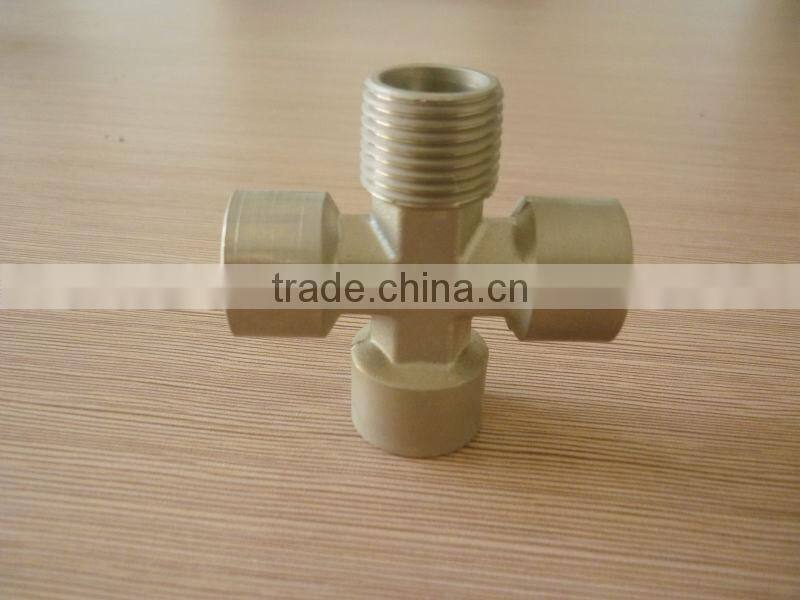 equal female to male cross1/8"1/4",3/8" 1/2" , four way brass fitting for pvc pu hose