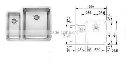 POATS PS-1120 Stainless Steel Sink Overall Size: 590X445X180mm