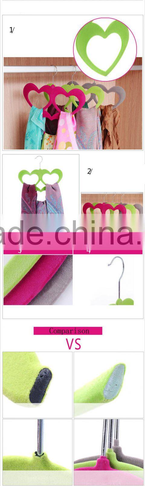 Non Slip Slim Clothes Hangers Velvet Flocking Closet Coat Organizer Housewarming heart 2