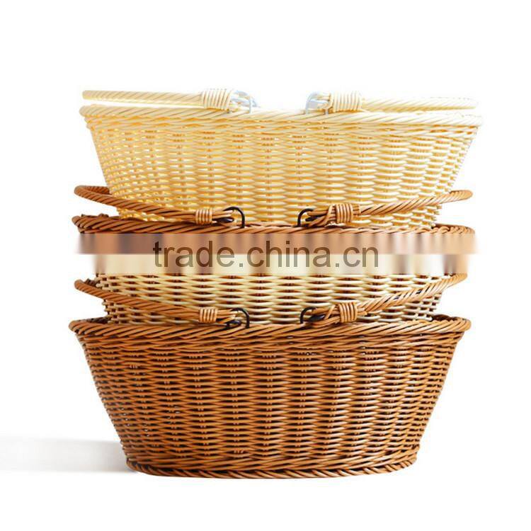 Food grade PE wicker hand basket outdoor picnic basket fruit basket wholesale