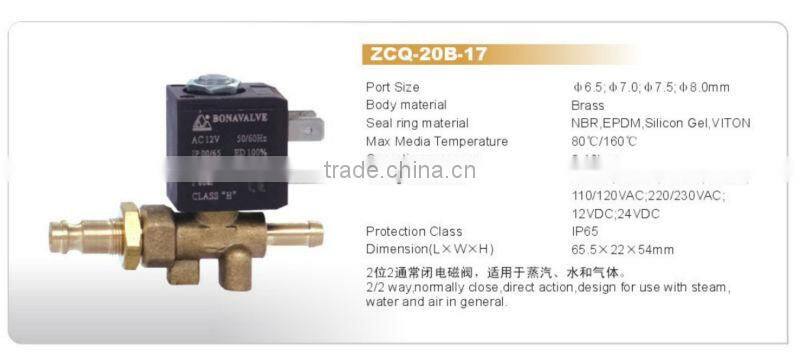 BONA Valve ZCQ-20B-17 Welding Machines 6.5mm, 7mm,7.5mm,8mm gas tube Brass Solenoid Va