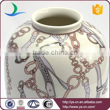 Best selling products round chain design ceramic vases for flowers