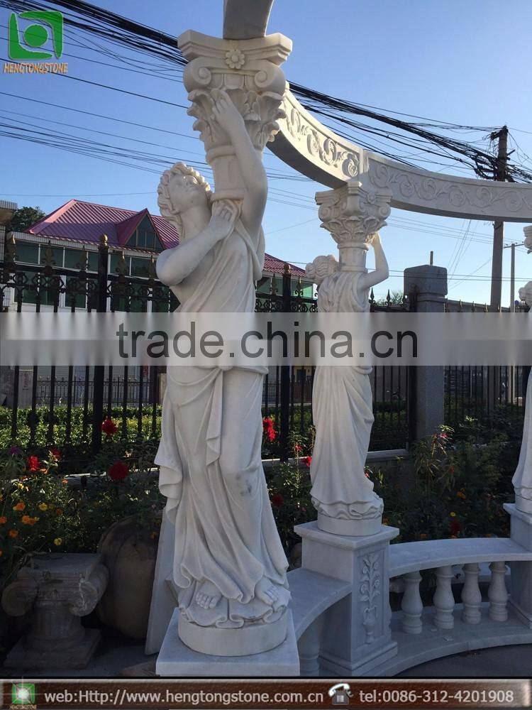 Hand Carved Outdoor Garden Yellow Marble Gazebo For The College