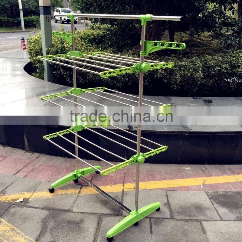 Clothes Airer Drying Rack Extra Large Deluxe 3 Tier Clothes Drying Rail (20M Hanging Space) White and Orange Folding hangers Fla