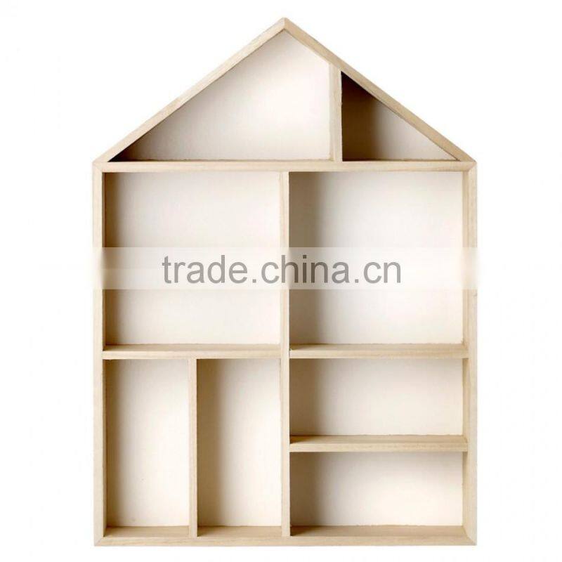 Solid Wood Display House Natural Wooden Shelf