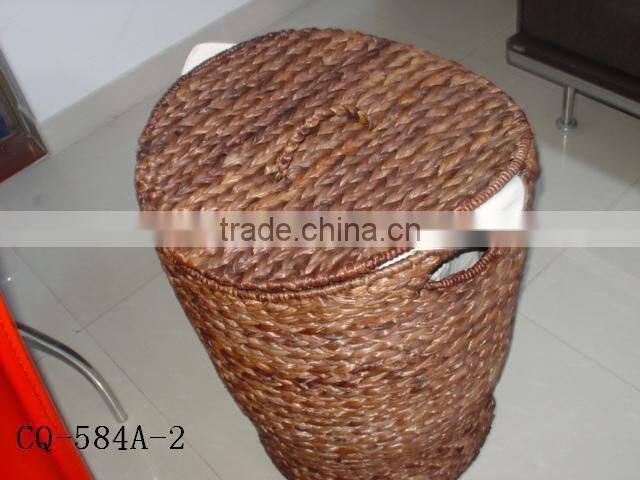 Hotsale multifunctional brown woven willow trash can baskets with spacer with handle