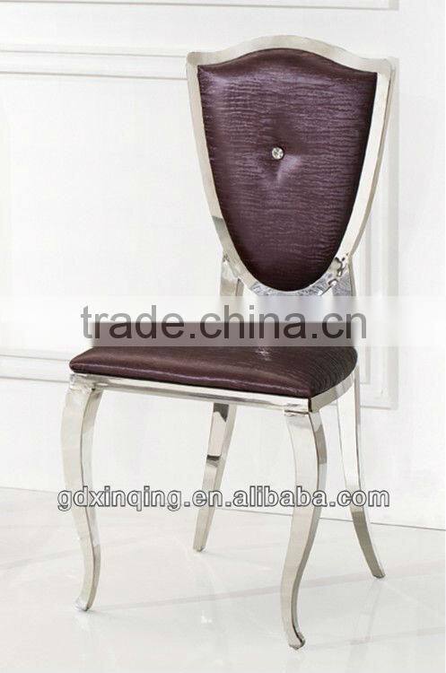 home furniture crystal button PU leather stainless steel dining chairs
