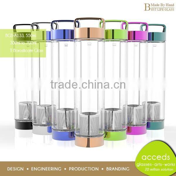 Borosilicate Heat Resistant Glass Travel Bottle BPA free