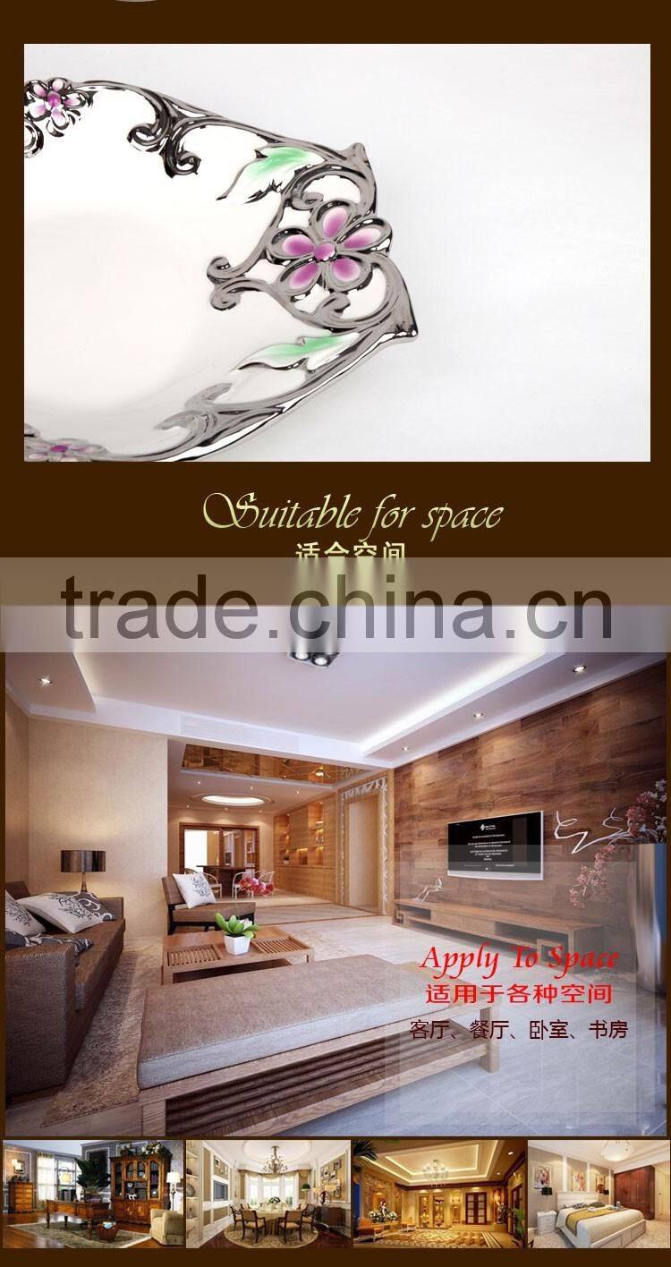 Wholesale golden electroplating fruit departed plate,ceramic plate wholesale in stock