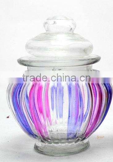 drum lantern shape glass candy tea canisters with gasket ring