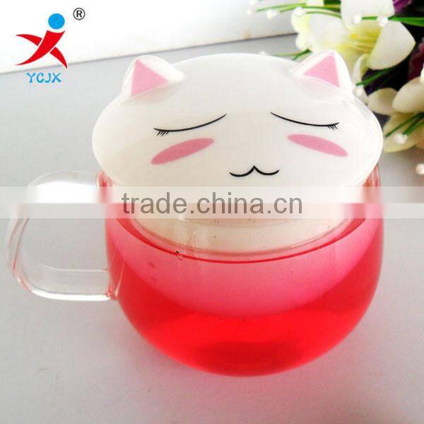 More creative cute cartoon woman scented tea tea cups with cover glass filter transparent insulation glass tea cupMore creative