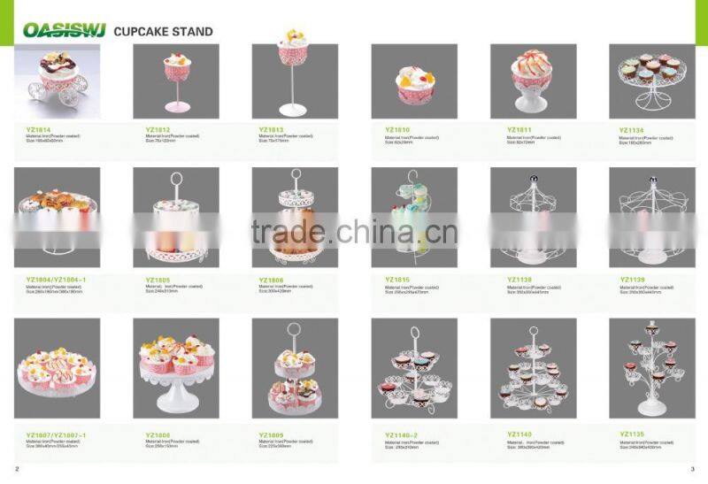 foldable iron /stainless steel/powder coated 3 -tiers cupcake stand-wirefruit basket