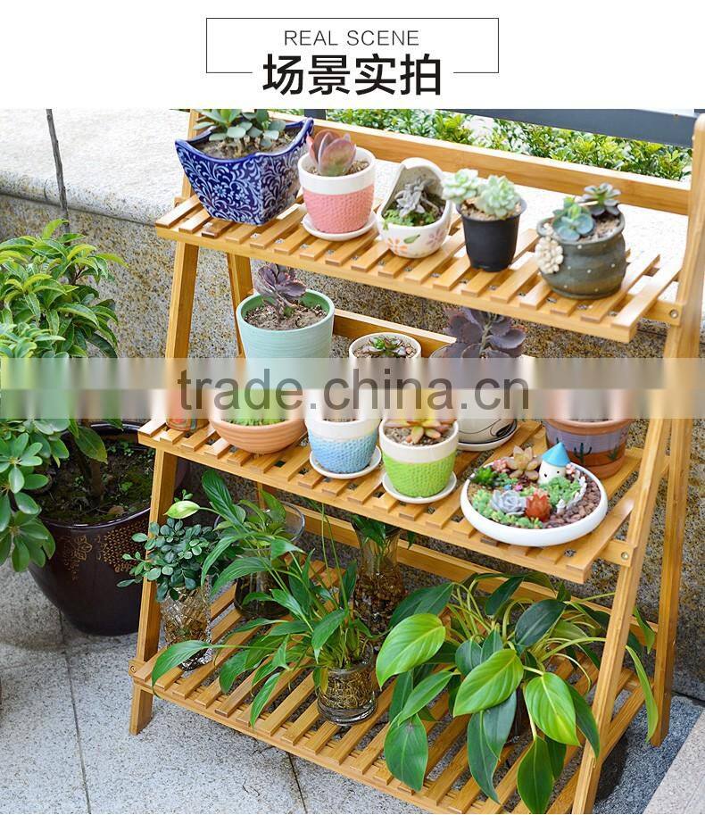 New design high quality solid wood flower shelf