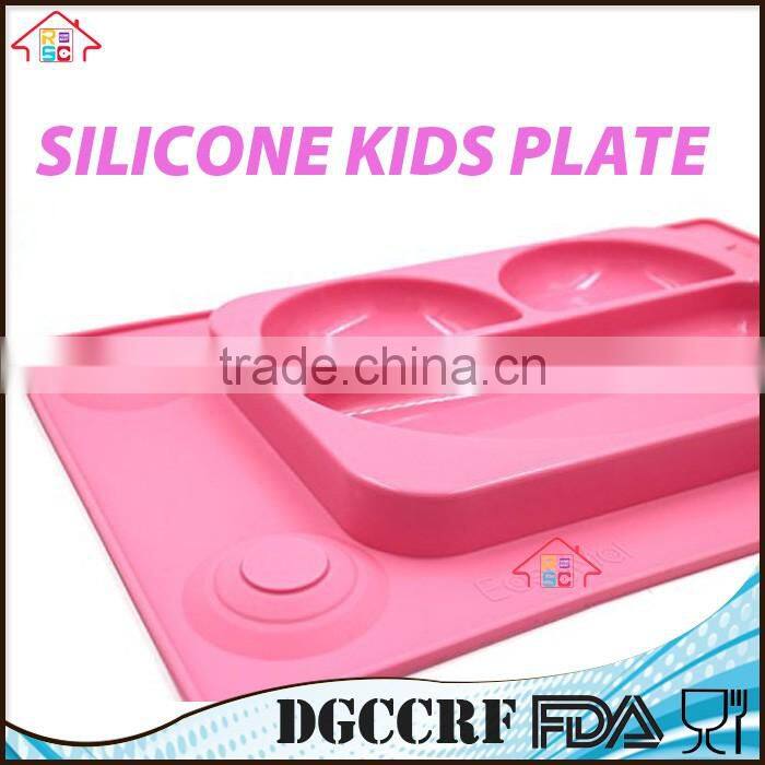 NBRSC Silicone Kids Plates Baby Food Mat Silicone Suction Placemat Happy Face Feeding Plate for Toddlers