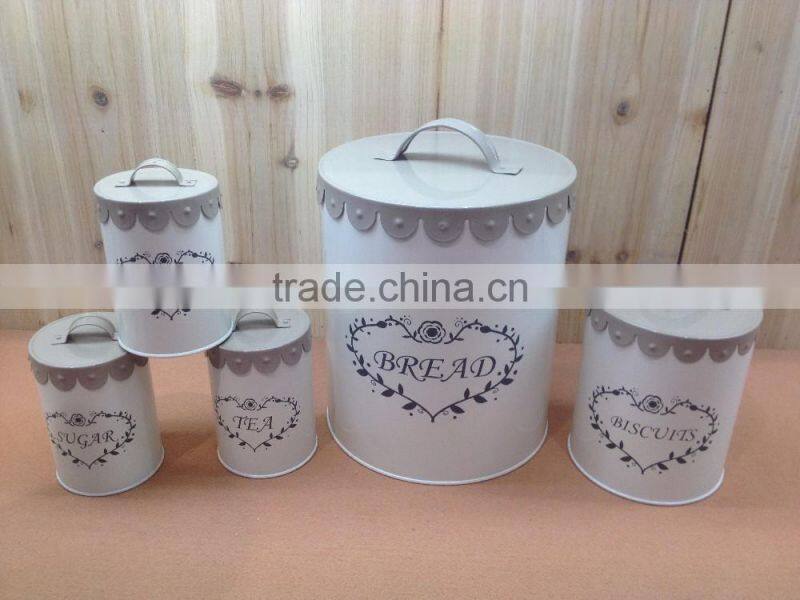 New Stylish Airtight Metal Tin Tea Coffee Sugar Canister Storage Bin with Flower Lid