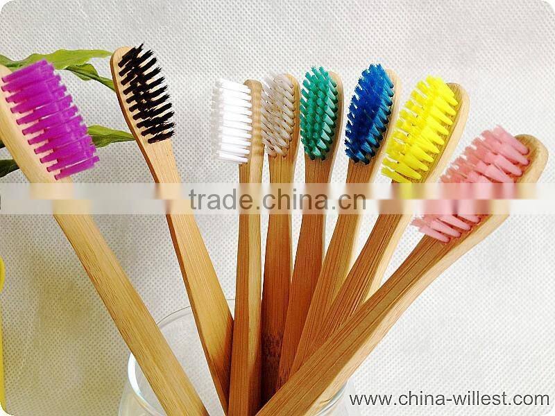blue color bamboo toothbrush, soft bristle toothbrush