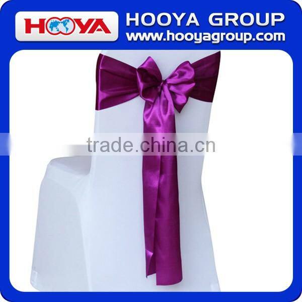 2015 Popular Selling Party Decoration Self-tied Beautiful Shiny Satin Chair Sash for Wedding