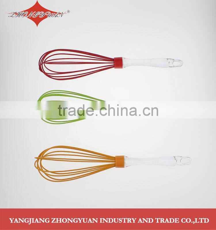 11.5-inch silicone coated wires egg whisk with transparent plastic handle