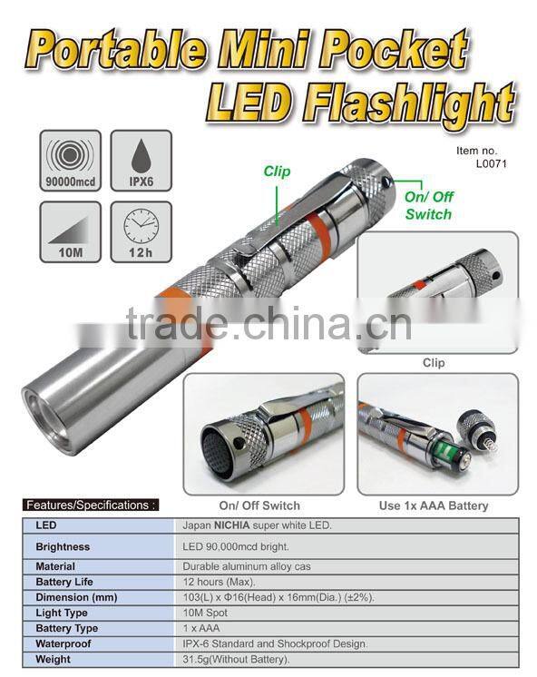 Portable Mini Pocket LED Flashlight