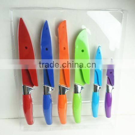 51006 6 pcs non-stick knife set with rubber handle